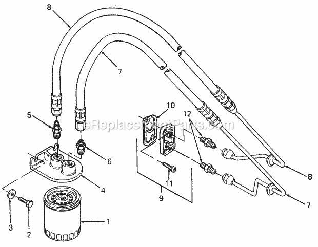 Oil Filter Diagram and Parts List for 1882 800000-821059, 140-721-100, 141-721-100 Cub Cadet Lawn Tractor